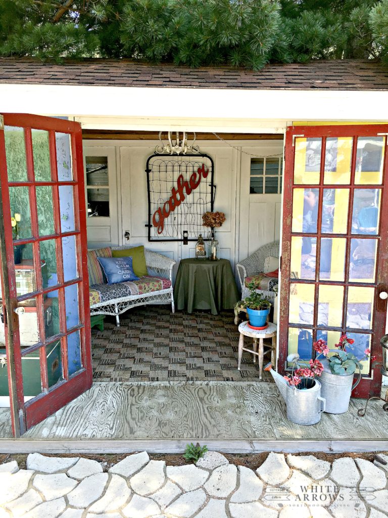 Antique Shop, Sayner, WI, Red Door Relics, fire pit, upcycled doors, garden art
