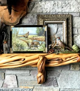 Thanksgiving-mantel-golds-pheasants